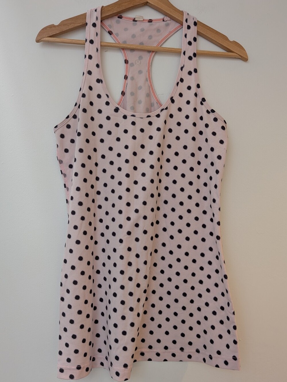 Lululemon Pink & Black Polka Dot Racerback Tank Size 10